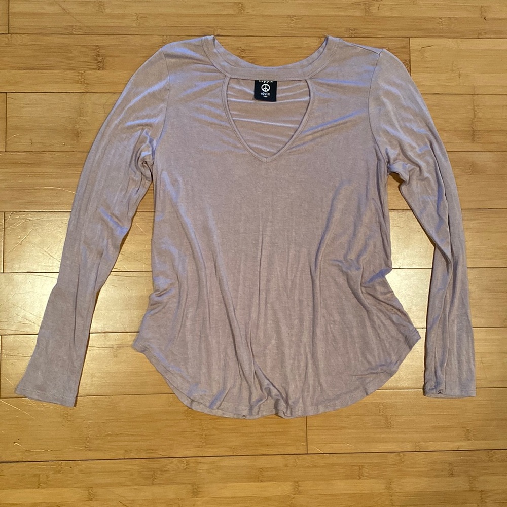 New - Hippie Chic - Small - pink mauve cage neck long sleeve shirt
